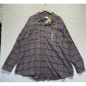 DIP ECO Friendly Flannel Shirt Men 3XLT Gray Multi Plaid Cotton Collar Button Up